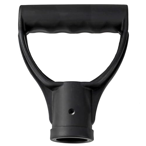 KeyMet D-Griff Kunststoff D-Schiebegriff Spatengriff für Schneeschieber Schwarz massiv Holzstiel, Aluminiumstiel für 32 mm