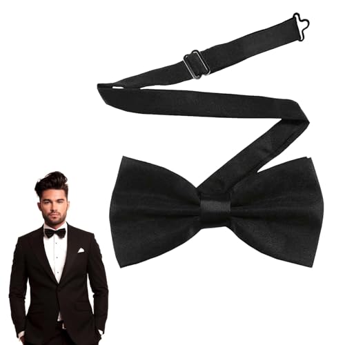 BIGTHREE Mens Bow Ties Pre-Tied Bow Ties for Men Adjustable Formal Neck Bowtie Satin Tux Bowtie Men Bowtie Pre-Tied Bow Tie for Parties Wedding Classic Solid Color