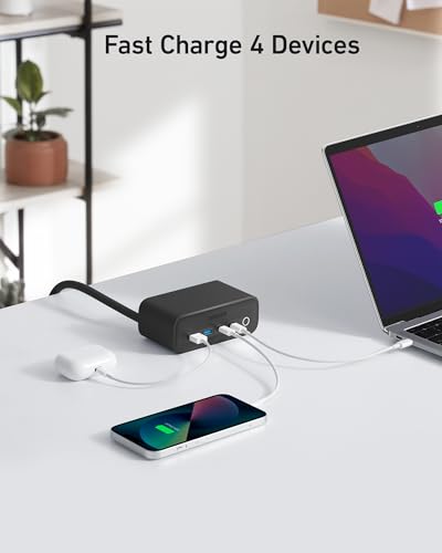 Anker 525 Charging Station, 7-in-1 USB C Power Strip for iphone13/14, 5ft Extension Cord with 3AC,2USB A,2USB C,Max 65W Power Delivery Desktop Accessory for MacBook Pro, Home, Office (Phantom Black)