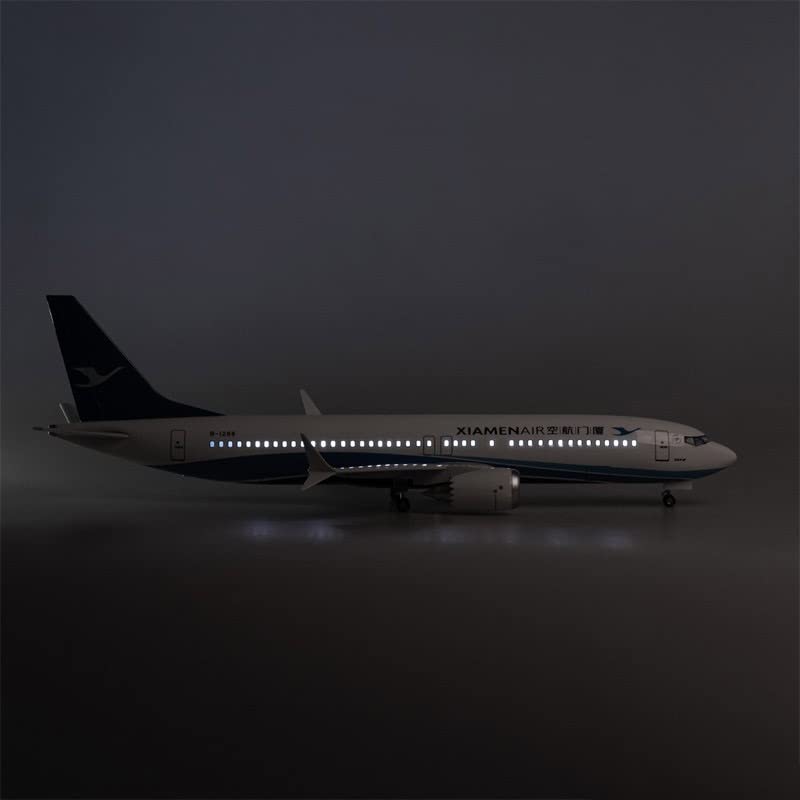 47cm pasuje do XIAMEN Airlines B737MAX 737 Model samolotu światła i koła podwozie samoloty kolekcje Hobby zestaw gier (B)