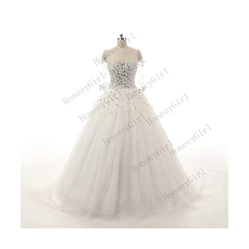 Scellebridal Gorgeous 2016 Pearls Beading Long Sleeves Ball Wedding Dresses For Bride Ivory 8 #TOP3