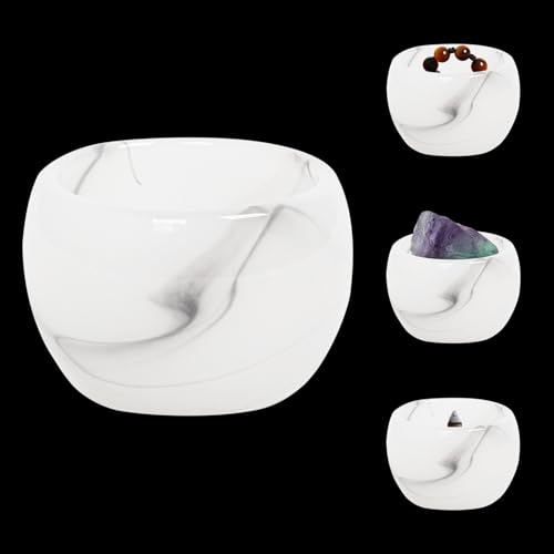 Orientrea 1 Pièce Cristal de Guérison Agate Blanche Naturelle Bols faits à la main Tasse à Thé Chinoise pour la Décoration de la Maison, Reiki,...