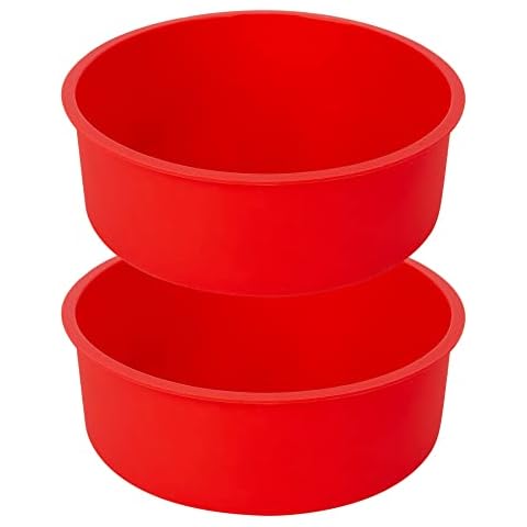 Glorlliant Silikon Kuchenform, 2 Stück Rund Silikonform Kuchenform Backen, Antihaftbeschichtung zum Backen Cover