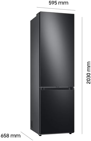 Samsung RB38C7B5AB1/EF Kühl-Gefrierkombination, 203 cm, 387 l, AI-Kühlschrank mit Gefrierfach, SmartThings AI Energy Mode, No Frost+, SpaceMax, Metal Cooling, Premium Black Steel