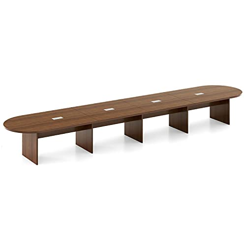 Walnut 28 FT Executive Racetrack Conference Boardroom Meeting Room Office Table Desk Furniture Racetrack Modern Wood 330" W x 47" D x 29" H of Set
