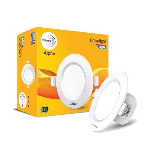 Image of wipro Alpha 12W Round Downlight Junction Box | Neutral White (4000K) | Glare-Free Design |Recessed Down Light for False Ceiling | Cutout - 3 Inch | Pack of 1