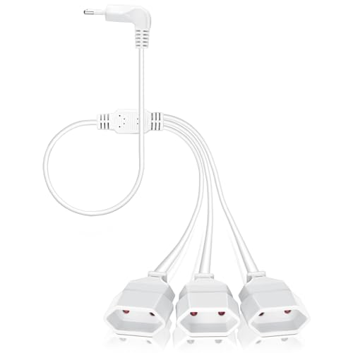 VINATO Alargador Enchufe 3 en 1, Alargador 0.5 Metros, Extension Electrica con 3 Tomas Europeas para Uso en Hogar y Oficina, Cable de Alimentación Plano 250 V/2,5 A