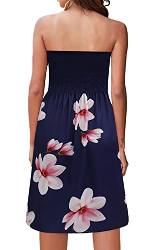 Image of Zyyfly Summer Strapless Dress for Women Tube Top Sundress Casual Beach Cover Ups