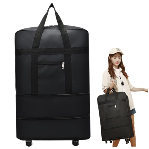 24 Inch Medium Duffle Bag with Wheels Foldable Duffle Bag for Travel with Handle Shoulder Strap Oxford Cloth Waterproof Rolling for Check-In Moving Homes3