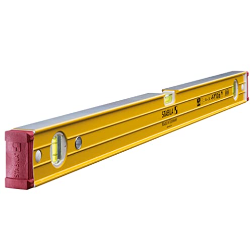 STABILA Magnet-Wasserwaage Type 96-2 M, 81 cm, extrasteifes Alu-Profil, extrastarke Seltenerd-Magnete, 1 Horizontal-/2 Vertikal-Libellen, stoßdämpfende Endkappen, Rutsch-Stopper, Made in Germany, Gelb