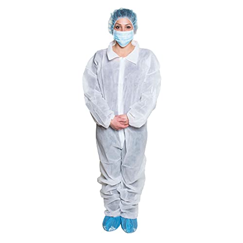 Dukal Disposable Coverall, Non-Sterile, White, XXL (5 Bags of 5) (Pack of 25)
