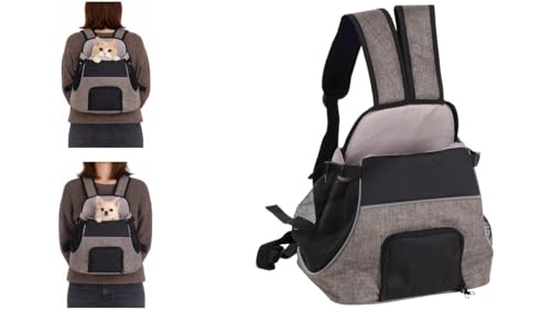 Hundetasche - Bauchtrage Xanty Taupe – 29x23x38cm – Polyester – Öffnung Kordel – Reflektoren – Boden herausnehmbar – Sicherheitsleine – Schulter- & Taillenriemen