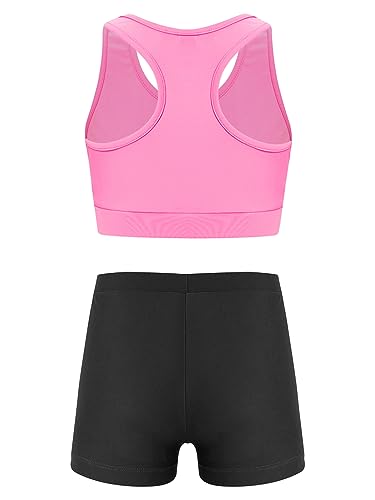 Kids Girls 2 Piece Active Outfit Crop Top and Booty Shorts Set for Ballet/Gymnastics/Dancing/Workout2