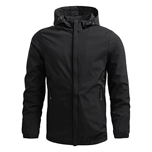 Maiyifu-GJ Men's Lightweight Windproof Windbreaker Running Breathable Hooded Jackets Zip Up Cycling Bike Hoodie Raincoat