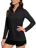 Tacvasen Women'S 1/4 Zip Pullover Golf Shirts Upf 50+ Long Sleeve Sun Protection Shirts Athletic Tops Black, L