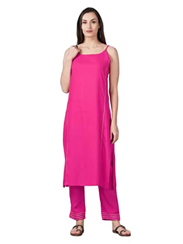Image of Aziz Textiles Women's Rayon Sleeveless Straight Kurti for Women & Girls