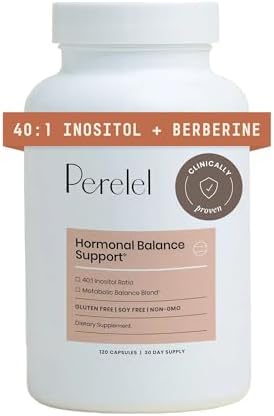 Perelel Hormone Balance Support, Womens Inositol Supplement with Berberine, Myo & D Chiro Inositol, Alpha Lipoic Acid, & Dim to Support Female Health, Soy, Dairy & Gluten Free, Non GMO, 120 Capsules