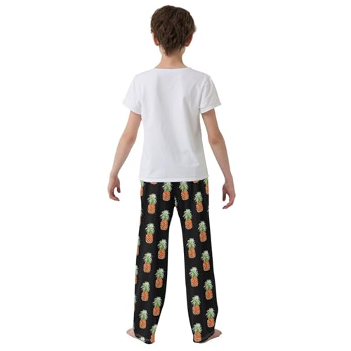 ZZXXB Tropic Pineapple Boys Long Pants Soft Trousers Elastic Waist Kids Lounge Bottoms with Pockets S-XL3