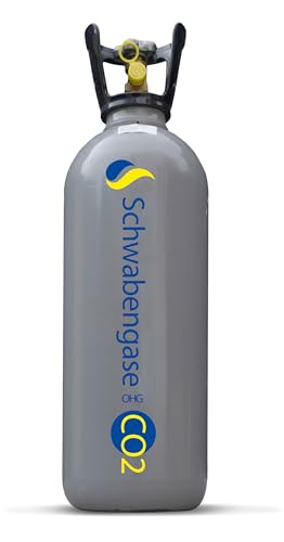 Schwabengase Co2 Flasche 6kg - Vorrats Kohlensäure Zylinder - Eigentumsflasche mit Tragegriff, Neu befüllt, Kohlensäureflasche für Aquarien, Getränkesprudler und Zapfanlagen, TÜV bis 2033