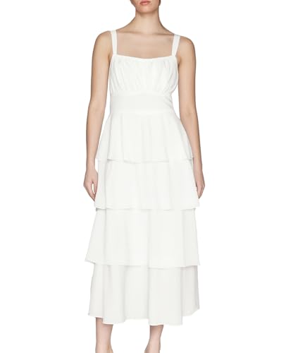 Image of Tiered Ruffle Dress Women Casual Summer Spaghetti Strap Sleeveless Floral Layered Maxi Dress for Women Beach Sundress