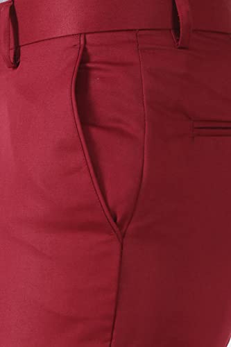 Image of MALENO Men's Slub Effect Solid Trouser | Classic Slim Fit Formal Trousers for Men | Slim Fit Trousers for Men