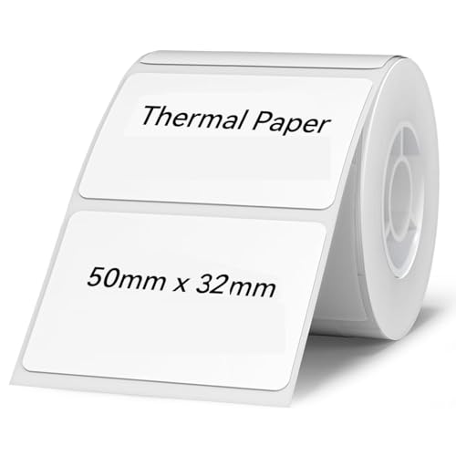 TECHZOCO Etiquetas térmicas blancas, Pegatinas impresora termica, Etiquetas para FBA, Pegatinas FBA, Diámetro interno 40mm, Diámetro rollo 100 mm, Ancho 50 mm x alto 32 mm, Blancas, 1000 etiquetas