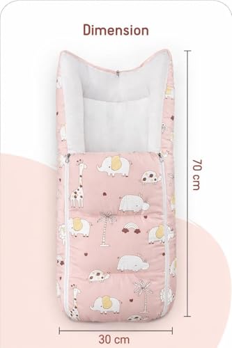 Image of VoiDrop 3 in 1 Baby Sleeping Bag /Baby Bedding Set for New Born, Baby Bed for New Born /Very Soft & Comfortable 0-12 Months /Foldable & Washable Cotton-Pink Desgin