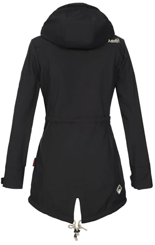 MARIKOO Damen Übergangsjacke Softshellmantel mit Kapuze Zimtzicke Schwarz Gr. XS