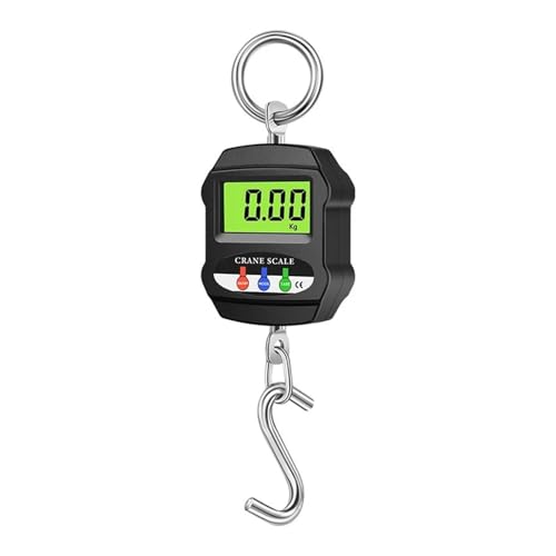 Báscula colgante electrónica de 300kg y 50g, gancho de acero inoxidable, balanza de grúa LCD, balanza de peso resistente para construcción, fábrica(Black)