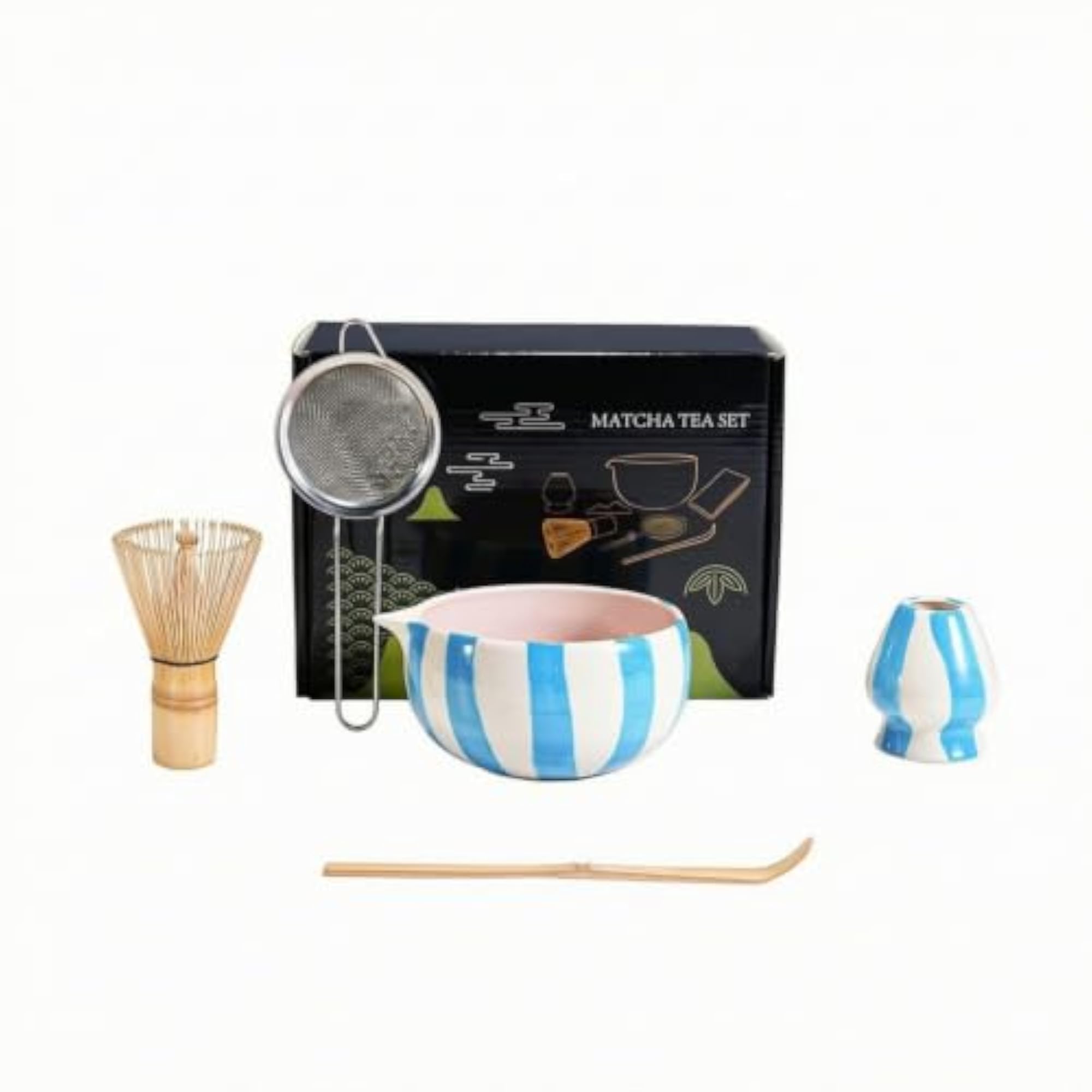 5 Piece Set Traditional Matcha Tea Set with Whisk Holder