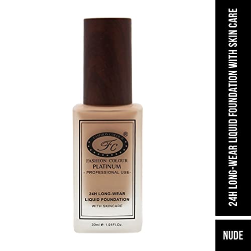 Image of Fashion Colour 24HR Longwear Liquid Foundation With Skin Care, Full Coverage Waterproof and Matte Finish, 30ml (Nude)