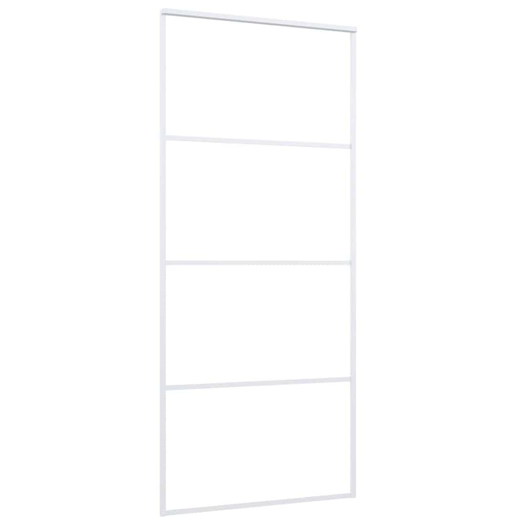 Białe drzwi przesuwne 90 x 205 cm, szkło ESG, aluminium