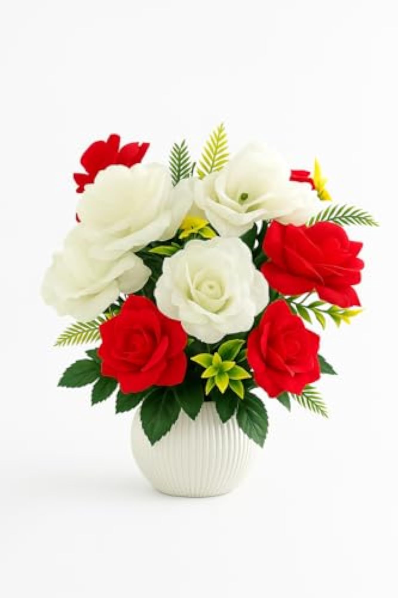 Artificial Rose Bouquet with White and Red Flowers