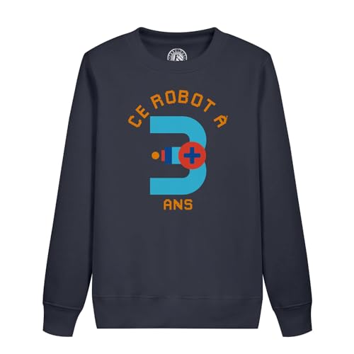 Sweatshirt enfant robot 3 ans cadeau anniversaire en coton pour garçon et fille