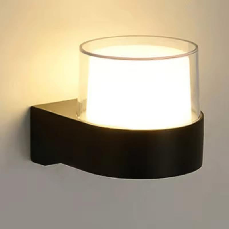 Image of blissbells Modern Cylindrical LED Wall Lamp | Matte Black Designer Wall Light for Bedroom, Living Room & Outdoor Decor