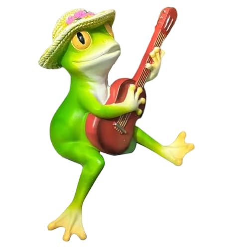 Stibtmr Statue da Giardino Rane,Miniatura Rana con Chitarra Scultura in Resina - Decorazione Paesaggistica, Figura Animale Decorativa per il Cortile, il Soggiorno, lo Stagno, Giardino e Esterni