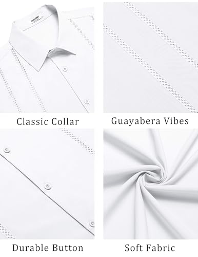 COOFANDY Men's Cuban Guayabera Shirt Summer Beach Vacation Shirt Casual Short Sleeve Button Down Resort Wear 6
