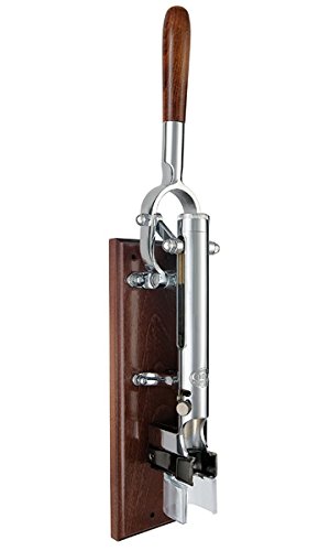 Boj Olaneta 00992104 Chrome-Plated Wall-Mounted Corkscrew with Wooden Backing Support, Wood, Silver
