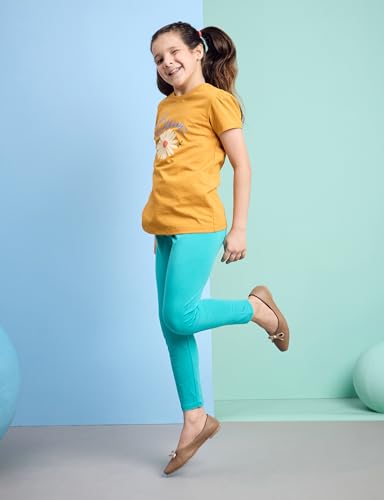 Image of Amazon Brand - Symbol Girl's Cotton Jersey Stretchable Leggings | Ankle Length | Aged 2-14 Years