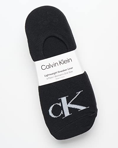 Image of Calvin Klein Womens No Show Socks - 6 Pack Lightweight Cotton Blend Invisible No Slip Sneaker Liners Athletic Socks for Women