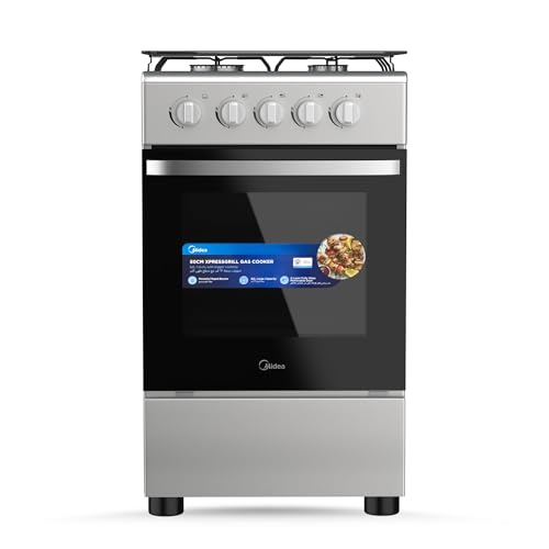 Midea 50x55cm Freestanding Cooker Full Gas Cooking Range With 4 Burners Manual Ignition And Full Safety MFO-MG20TE-OL Silver