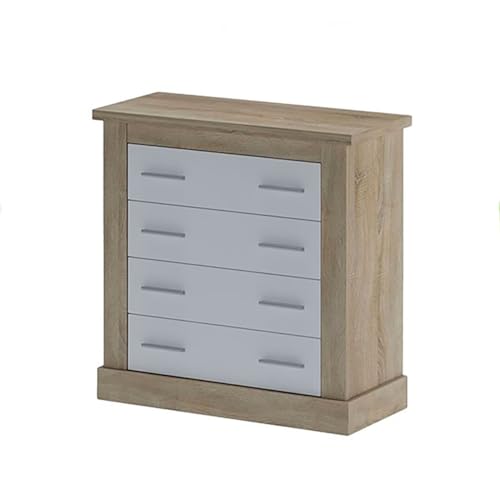 amuéblate online - Cómoda con 4 Cajones, Sinfonier, Modelo Florida, Práctica y Funcional, Acabado en Colores Cambria y Blanco, Medidas: 92 cm (Ancho) x 91 cm (Alto) x 40 cm (Fondo)