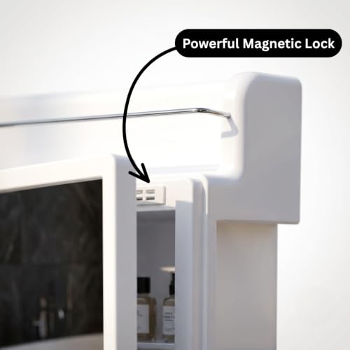 Image of BRANCO Rich Look Bathroom Cabinet with Mirror Premium Cabinet with Secure Storage | Storage Organiser | Strong Plastic Bathroom Shelves Wall Mounted | Mirror Cabinet and Durable Plastic | White