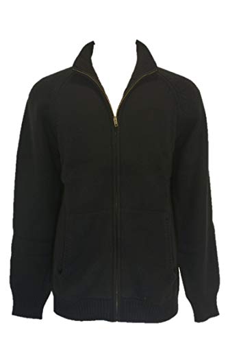 Shephe 10 Ply Men's Cardigan Cashmere Sweater Solid Color Black Large
