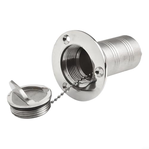 Fauhapyway Bouchon de carburant en acier inoxydable 316 sans clé de 38 mm avec chaîne de retenue pour bateau, camping-car, remorque