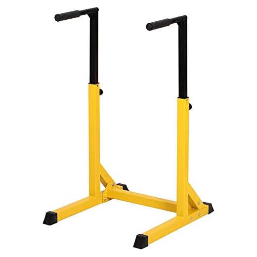 HOMCOM Dip Station Chin Up Parallel Bars Pull Up Power Tower Home Gym Workout Bicep Tricep Fitness Equipment Height Adjustable
