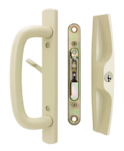 Veranda Sliding Glass Door Handle Set With Mortise Lock, Tan, Keyed, 3-15/16” Screw Holes, 1-1/2” Door Thickness #TOP4