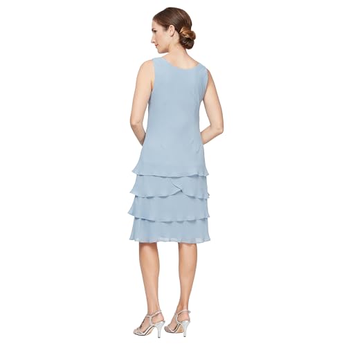 Image of S.L. Fashions Women's Mother of The Bride Tiered Jacket Dress with Shoulder Embellishment