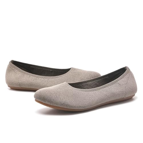 Image of Puxowe Women's Ballet Flats Breathable Knit Slip On Comfortable Round Toe Walking Shoes with Arch Support Insole for Work