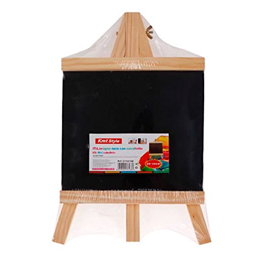 Pizarra con caballete de madera 36 x 20 cm para dibujar o escribir. Tablero de mensajes de mesa cuadrado con trípode